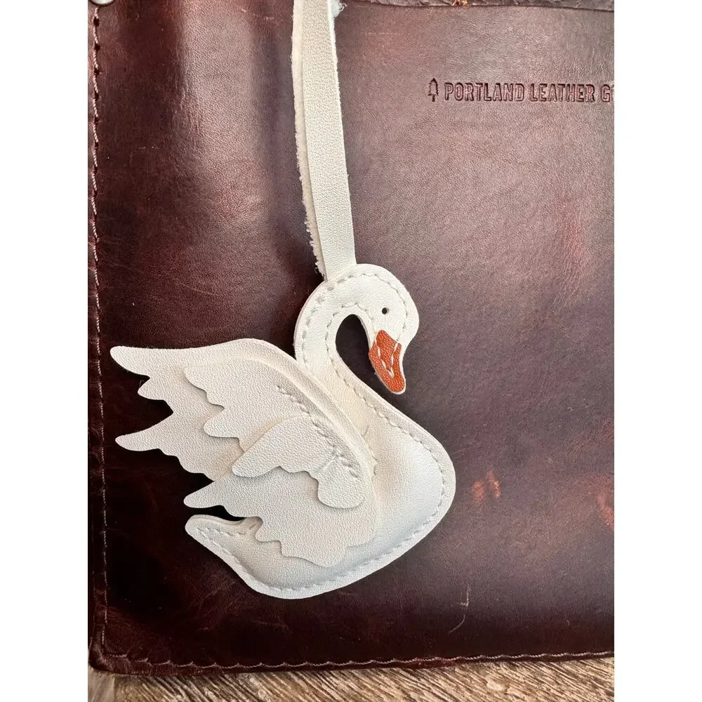 White Swan Beautiful Purse Charm Boho White Vegan Keychain Swans Bag Charm